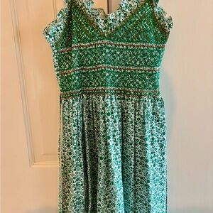 Loretta Caponi Green Floral Sleeveless Dress